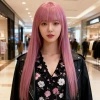 cosplay wig for a female with long straight hair, the same style as the Internet celebrity's long-haired, thin vine color long straight hair soft girl lo wig full head set Application Scenario